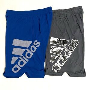 Lot of 2 Adidas Boys Size Youth XL 18/20 Aeroready Shorts Blue Gray Pockets